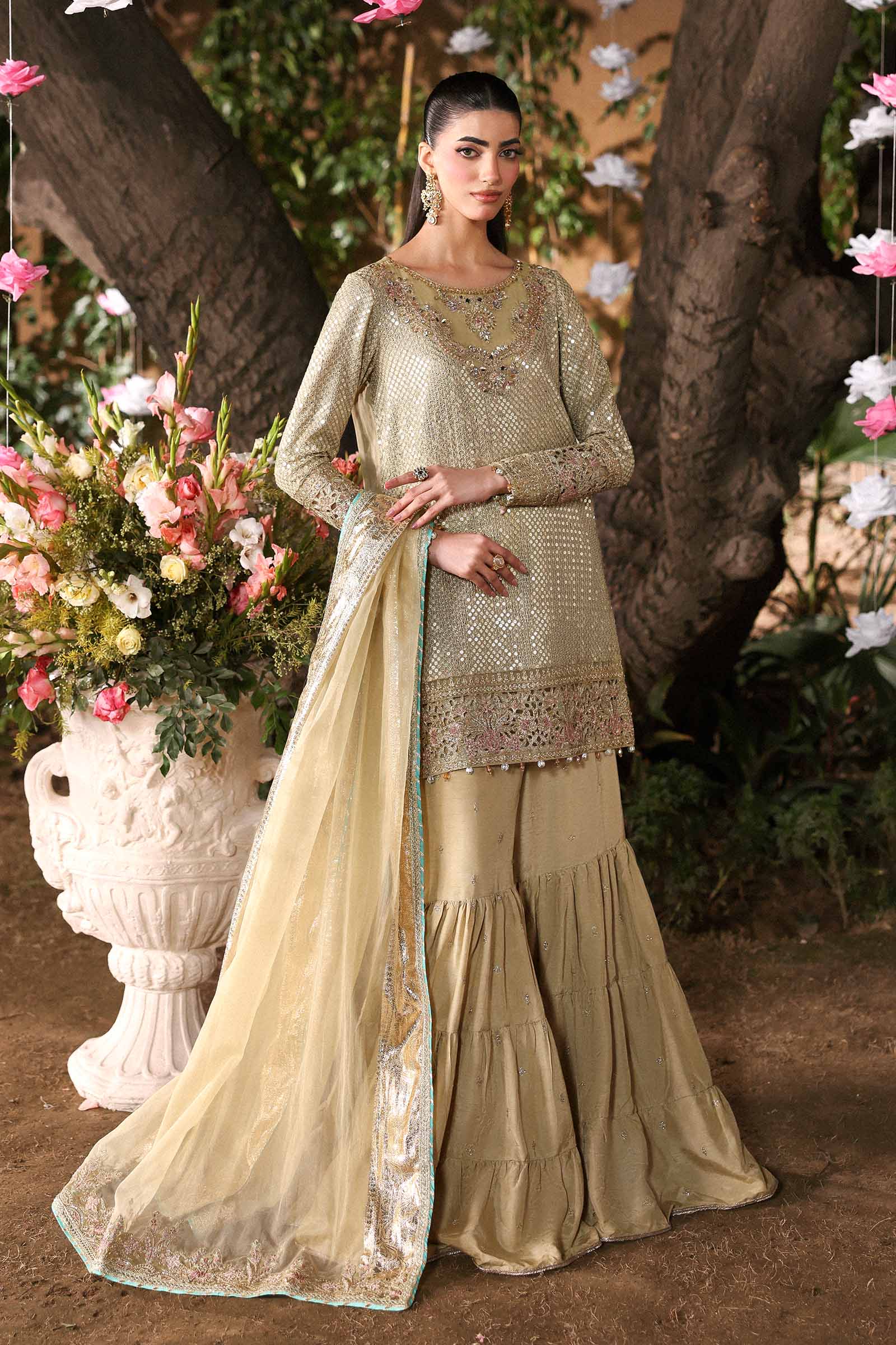Maria B | Eid Collection 26 | 3 Piece Embroidered Chiffon Suit - House Of Hania