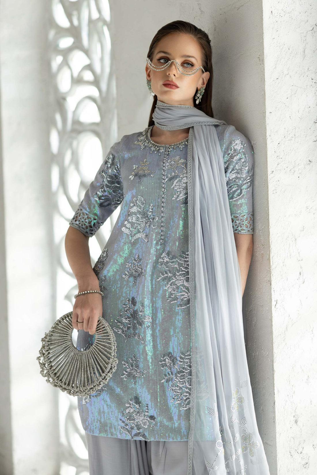 Maria B | Eid Collection 26 | 3 Piece Embroidered Chiffon Suit - House Of Hania