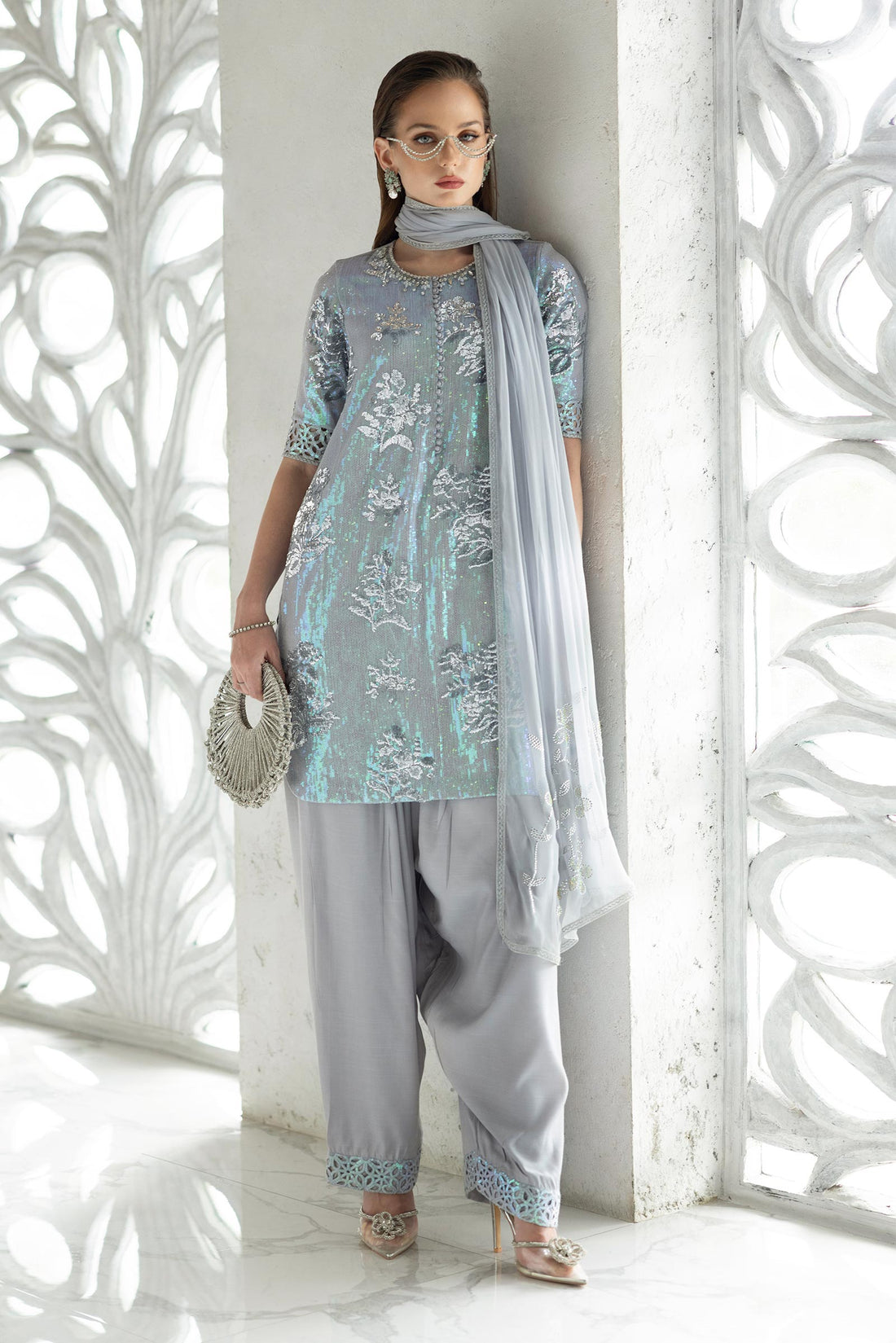 Maria B | Eid Collection 26 | 3 Piece Embroidered Chiffon Suit - House Of Hania
