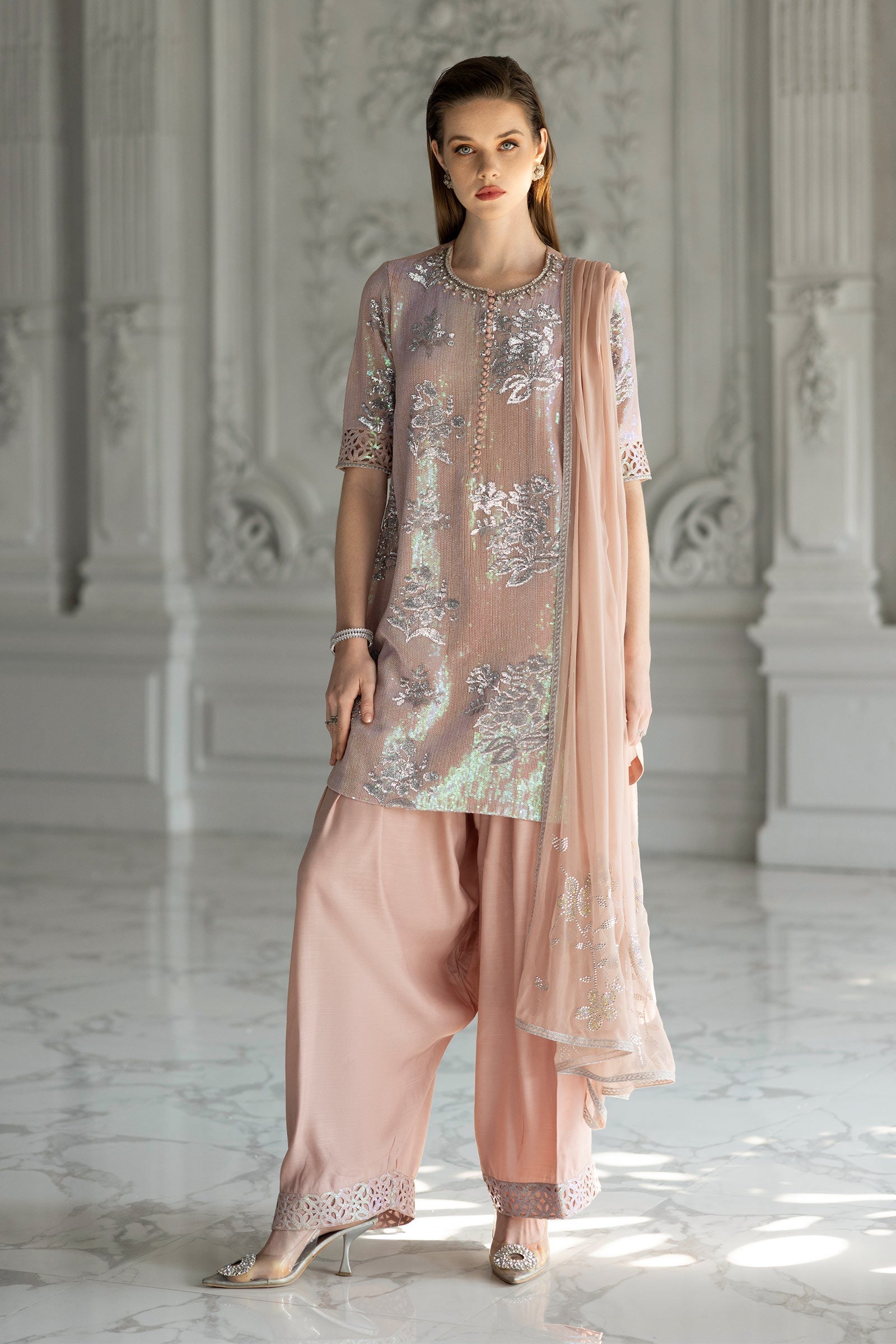 Maria B | Eid Collection 26 | 3 Piece Embroidered Chiffon Suit - House Of Hania
