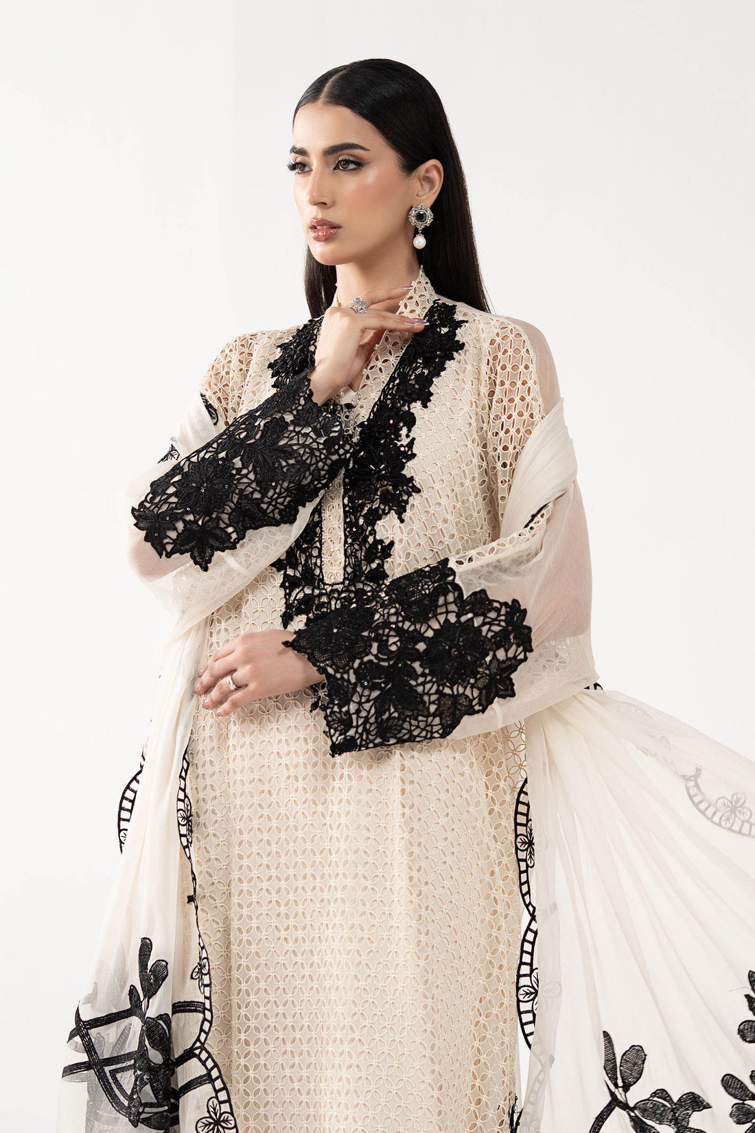Maria B | Eid Collection 26 | 3 Piece Embroidered Chiffon Suit - House Of Hania