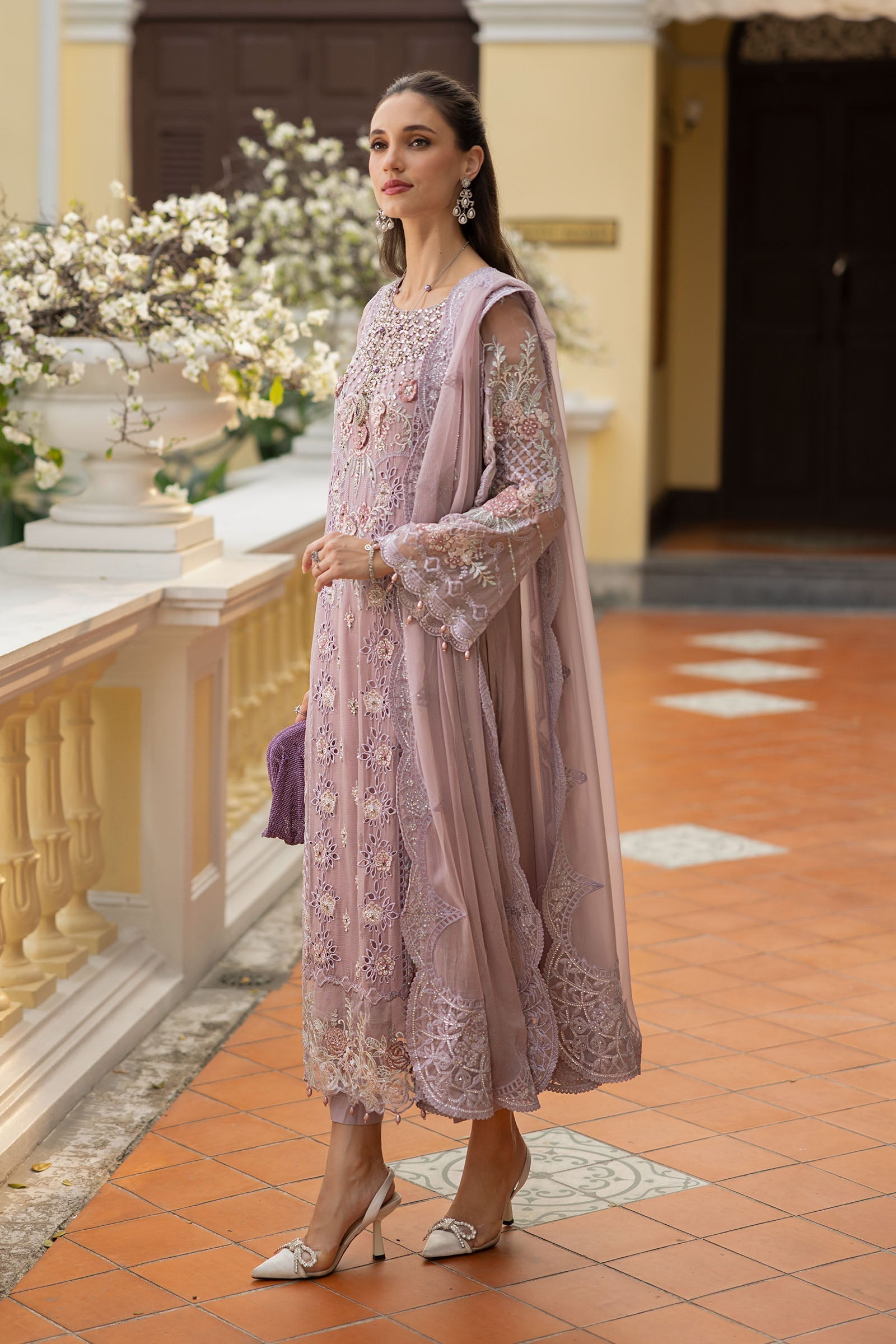 Maria B | Eid Collection 26 | 3 Piece Embroidered Chiffon Suit - House Of Hania