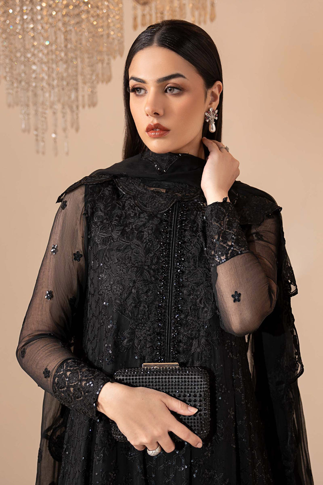 Maria B | Eid Collection 26 | 3 Piece Embroidered Chiffon Suit - House Of Hania