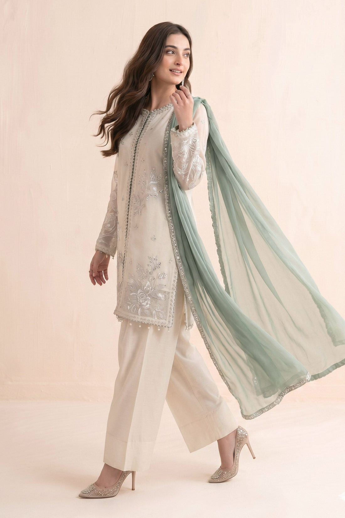 Maria B | Eid Collection 26 | 3 Piece Embroidered Cotton Net Suit - House Of Hania