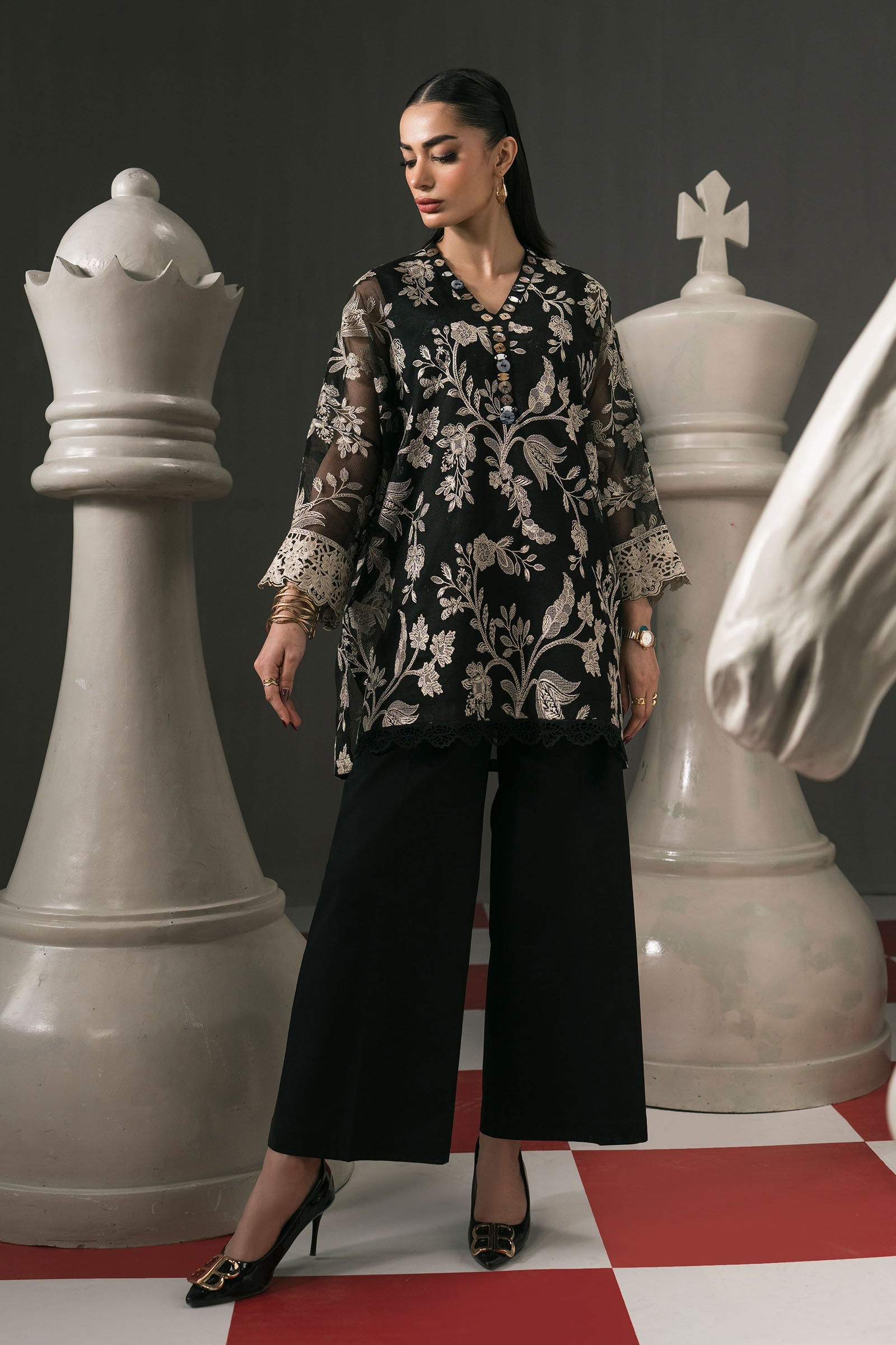 Maria B | Eid Collection 26 | 3 Piece Embroidered Cotton Net Suit - House Of Hania