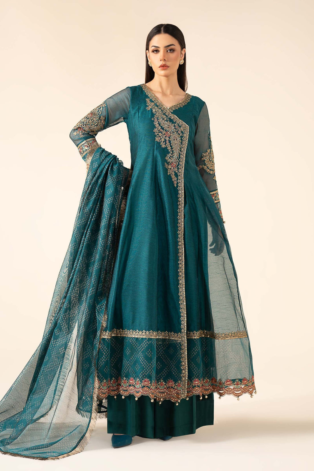Maria B | Eid Collection 26 | 3 Piece Embroidered Cotton Net Suit - House Of Hania