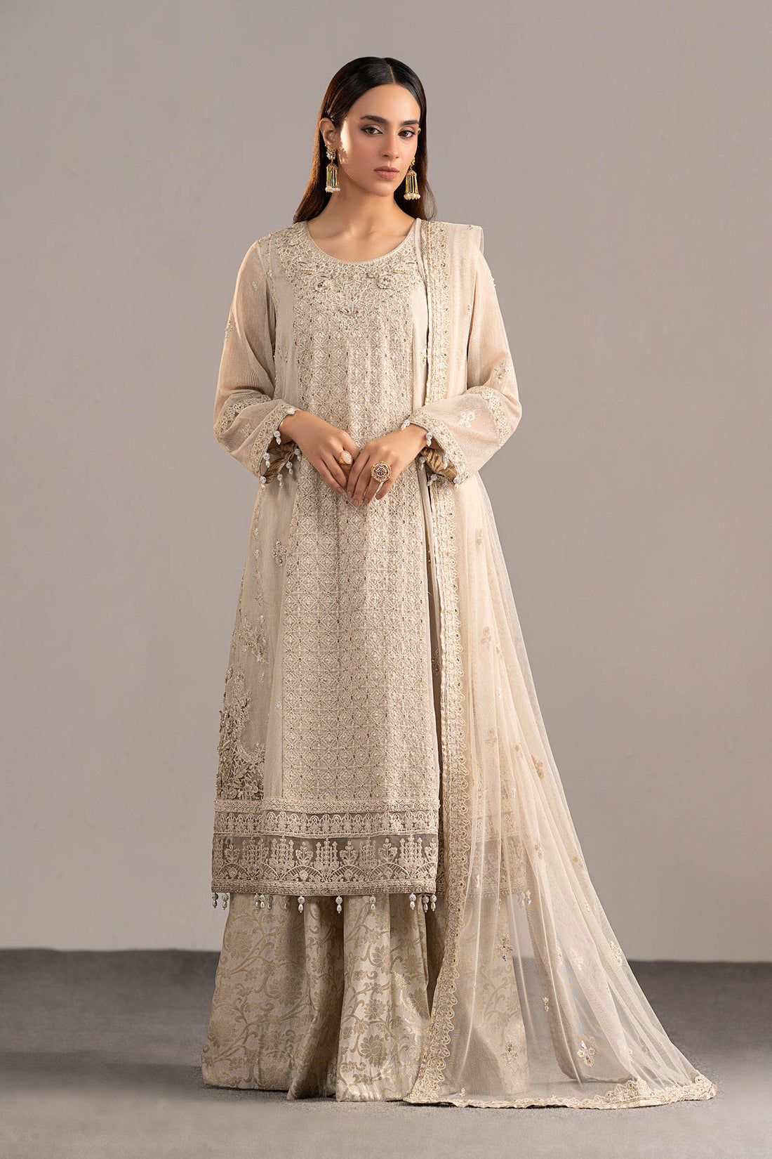 Maria B | Eid Collection 26 | 3 Piece Embroidered Cotton Net Suit - House Of Hania