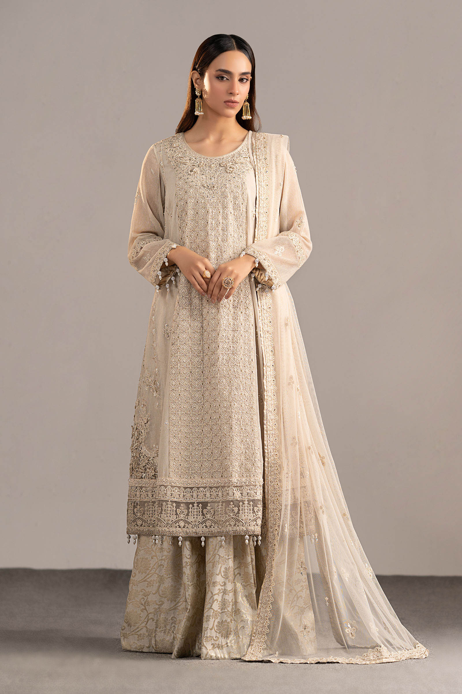 Maria B | Eid Collection 26 | 3 Piece Embroidered Cotton Net Suit - House Of Hania
