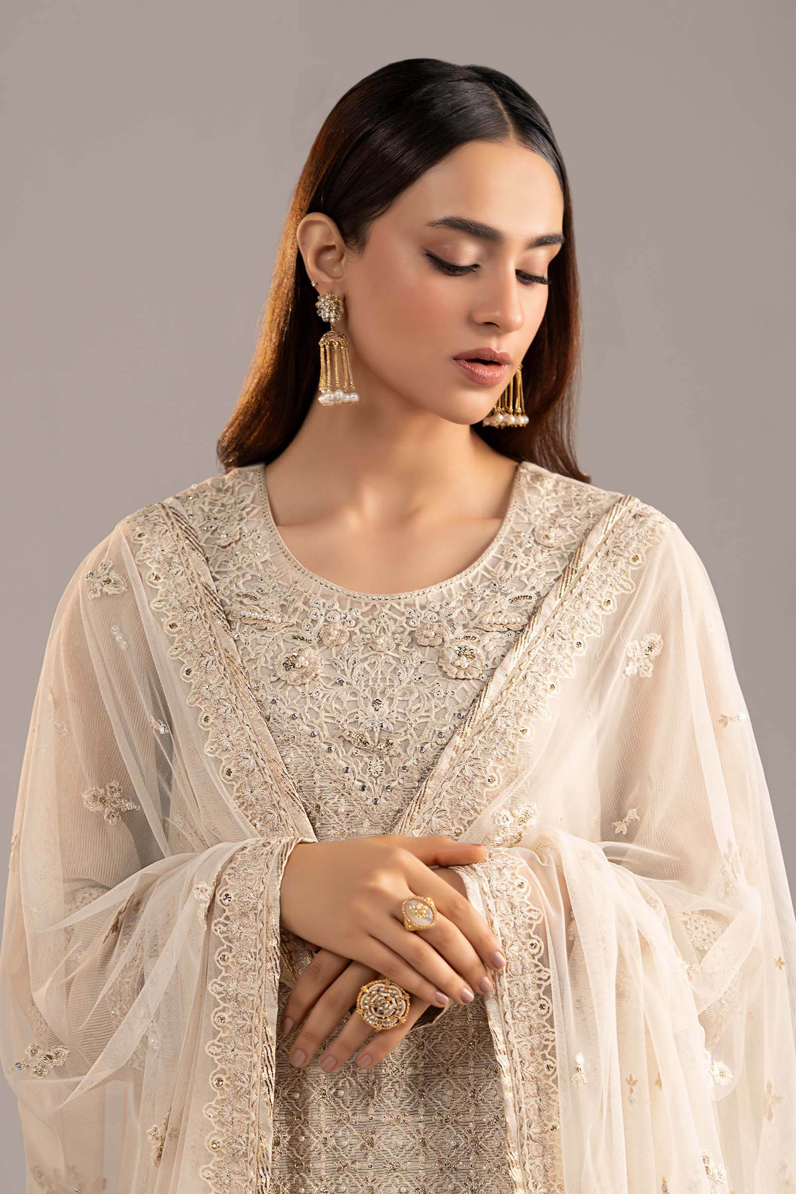 Maria B | Eid Collection 26 | 3 Piece Embroidered Cotton Net Suit - House Of Hania