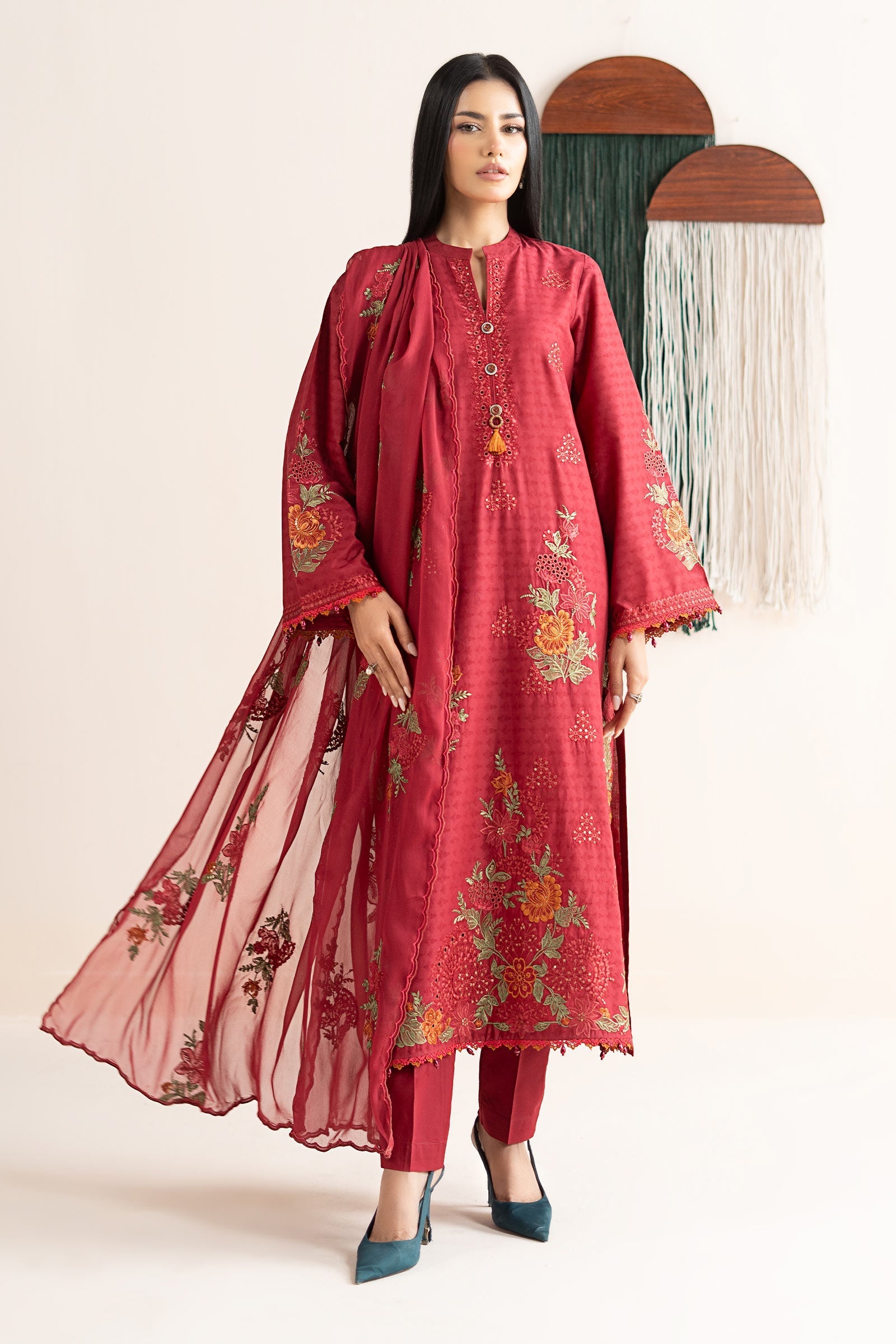 Maria B | Eid Collection 26 | 3 Piece Embroidered Dobby Jacquard Suit - House Of Hania