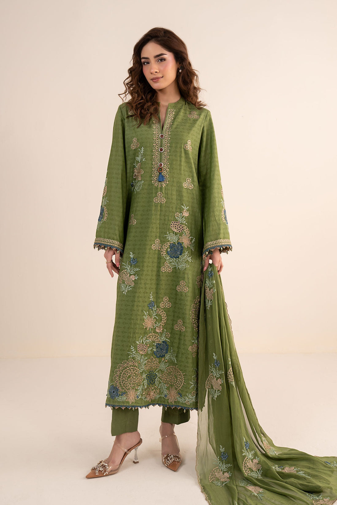 Maria B | Eid Collection 26 | 3 Piece Embroidered Dobby Jacquard Suit - House Of Hania
