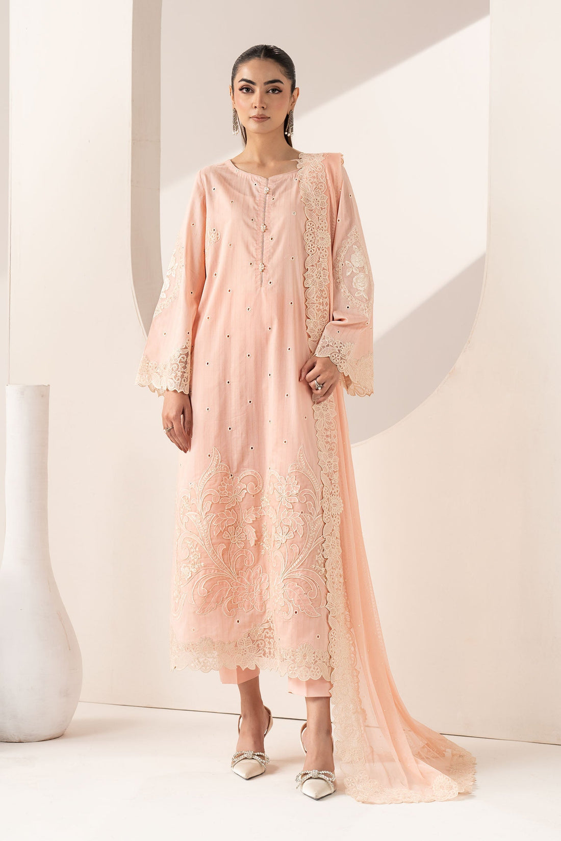 Maria B | Eid Collection 26 | 3 Piece Embroidered Dobby Lawn Suit - House Of Hania