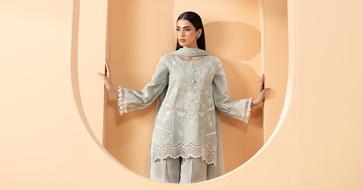 Maria B | Eid Collection 26 | 3 Piece Embroidered Dobby Lawn Suit - House Of Hania
