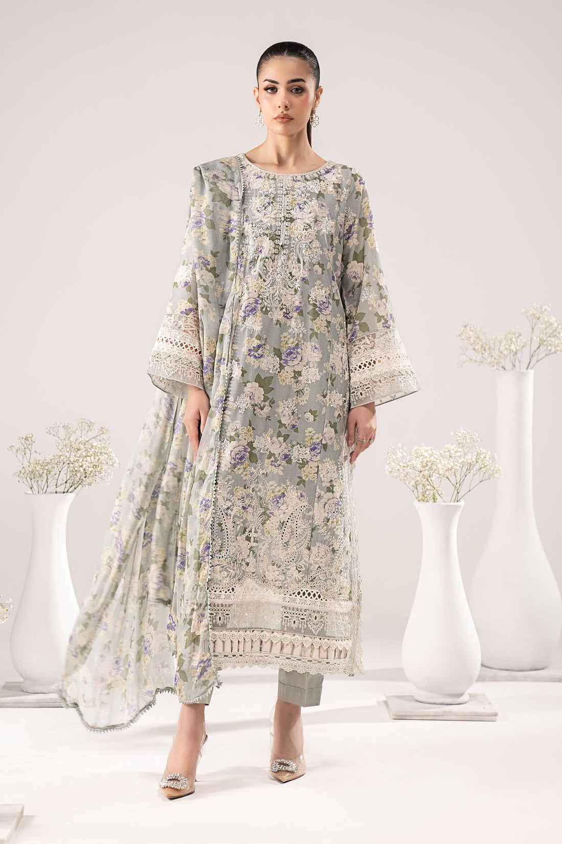 Maria B | Eid Collection 26 | 3 Piece Embroidered Dobby Lawn Suit - House Of Hania