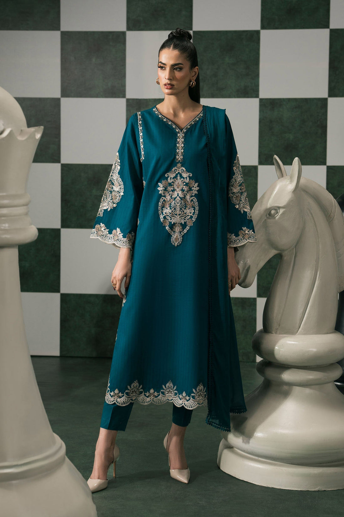 Maria B | Eid Collection 26 | 3 Piece Embroidered Dobby Lawn Suit - House Of Hania