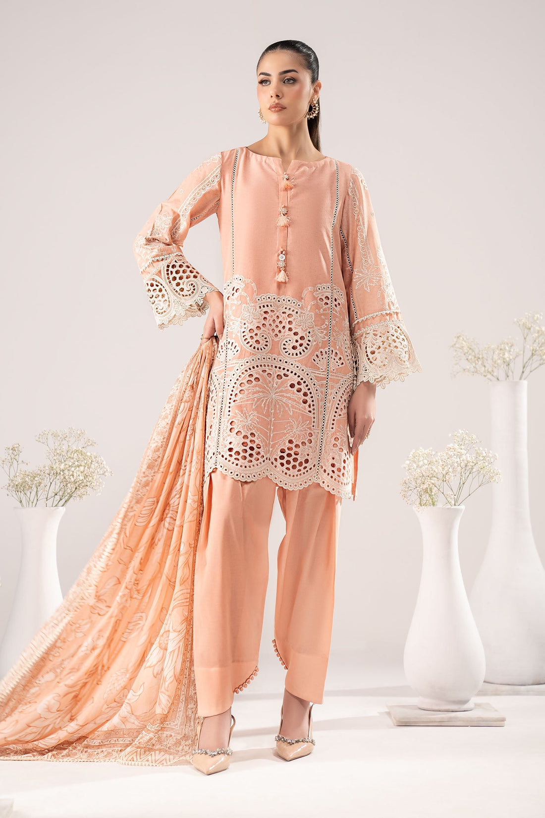 Maria B | Eid Collection 26 | 3 Piece Embroidered Dobby Lawn Suit - House Of Hania