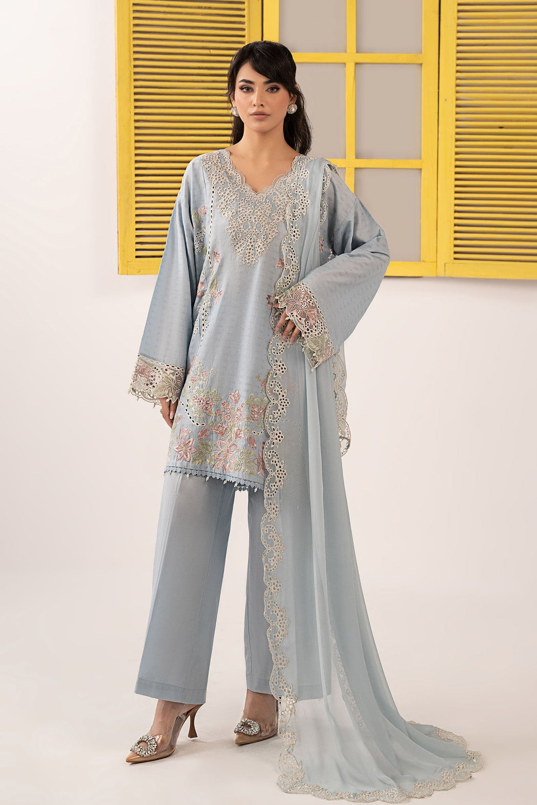 Maria B | Eid Collection 26 | 3 Piece Embroidered Dobby Lawn Suit - House Of Hania