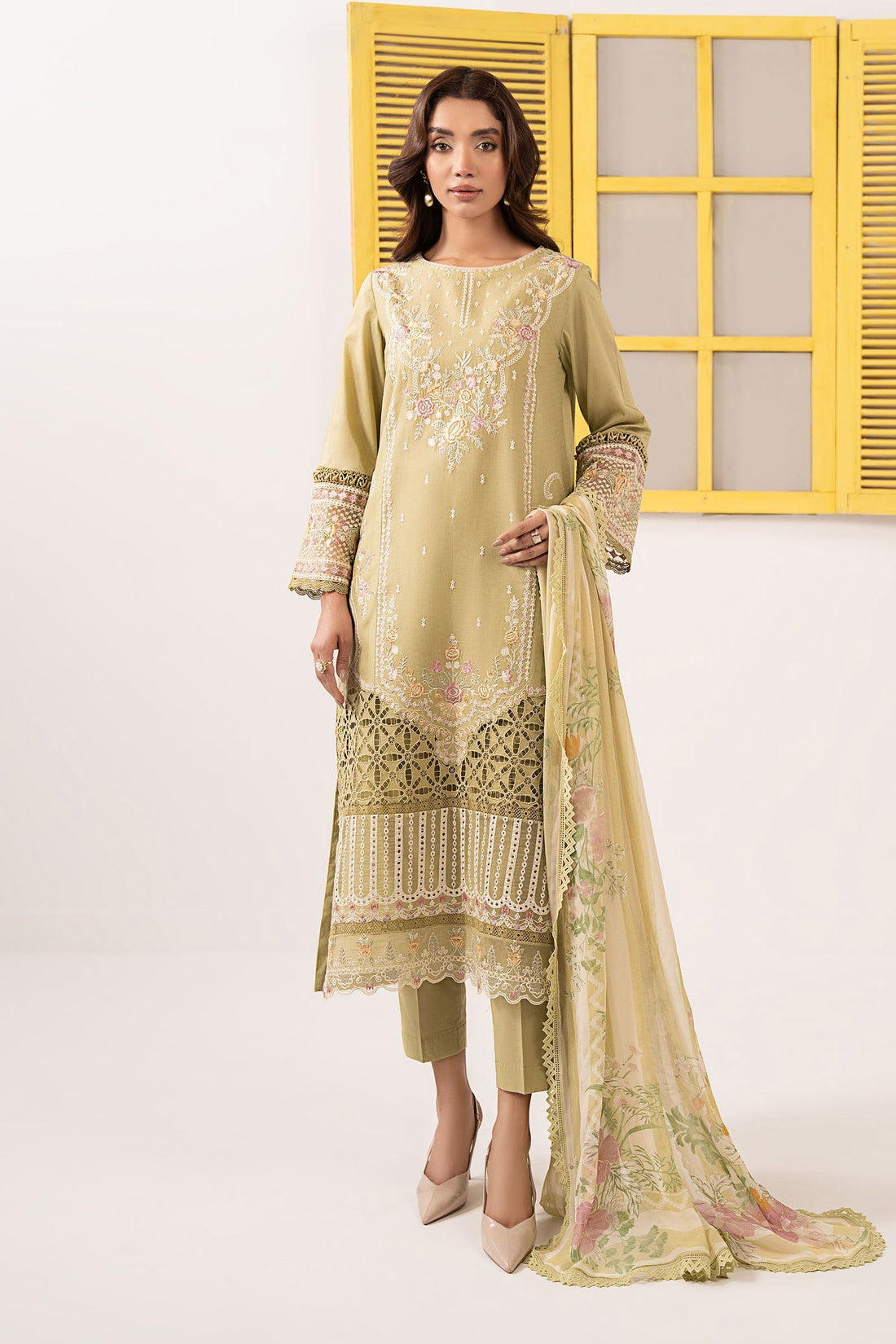 Maria B | Eid Collection 26 | 3 Piece Embroidered Dobby Lawn Suit - House Of Hania