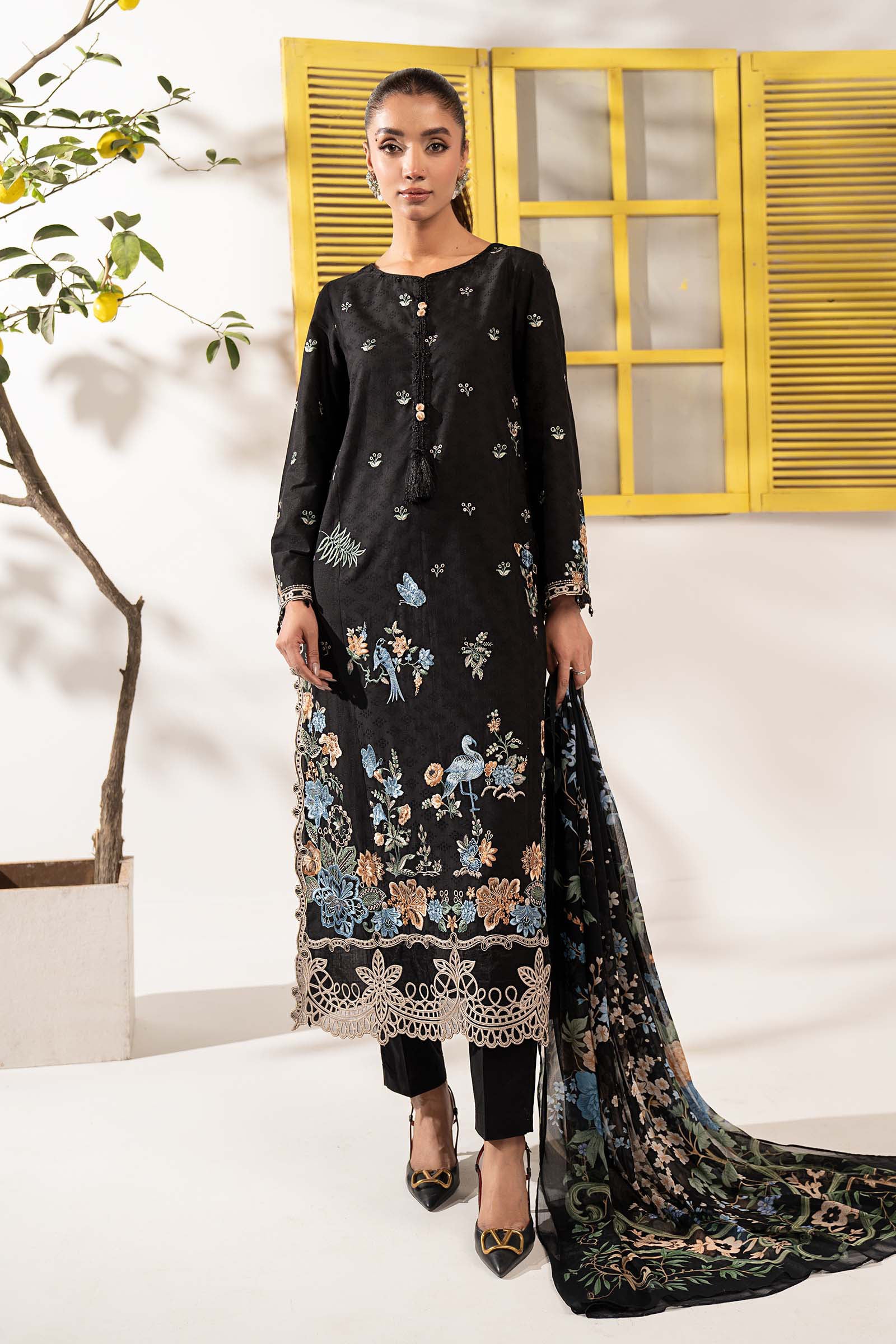 Maria B | Eid Collection 26 | 3 Piece Embroidered Dobby Lawn Suit - House Of Hania