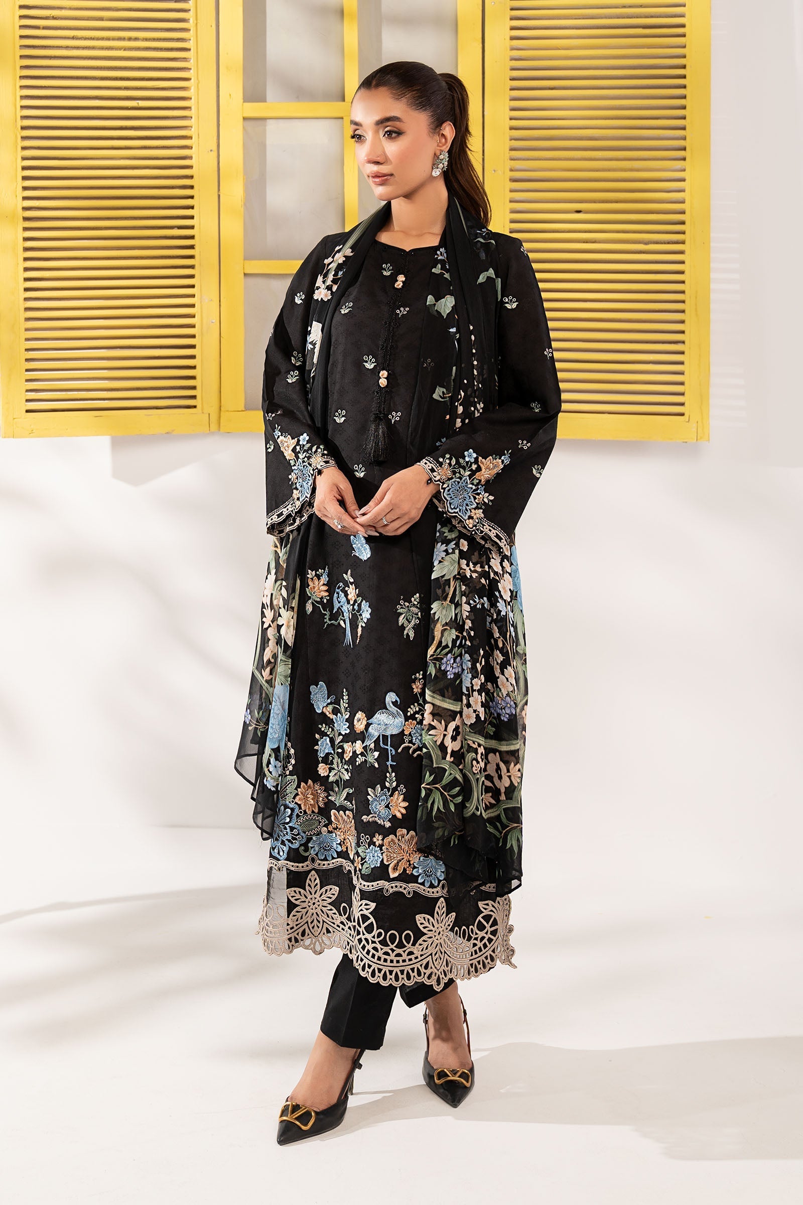 Maria B | Eid Collection 26 | 3 Piece Embroidered Dobby Lawn Suit - House Of Hania