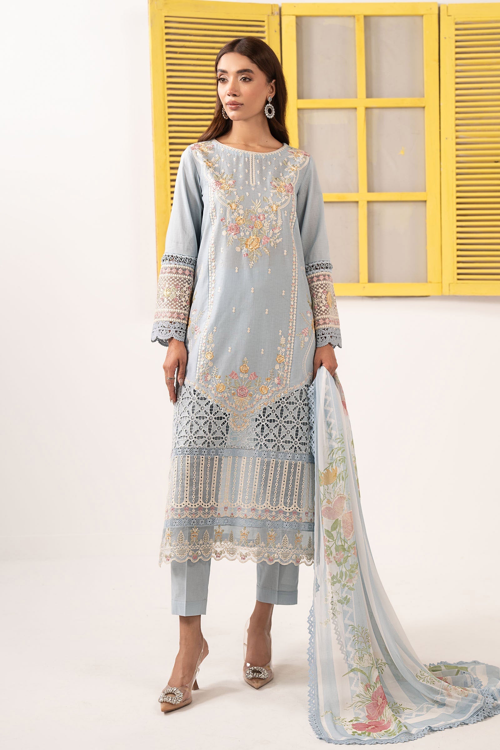 Maria B | Eid Collection 26 | 3 Piece Embroidered Dobby Lawn Suit - House Of Hania