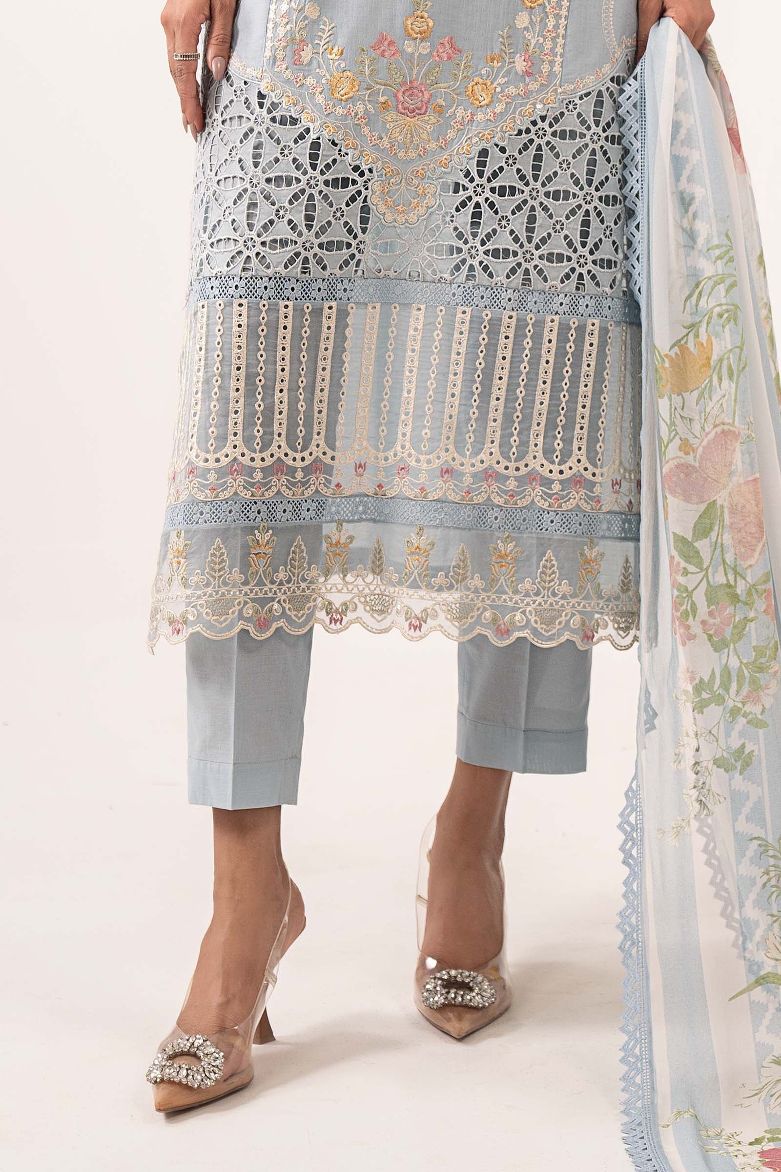 Maria B | Eid Collection 26 | 3 Piece Embroidered Dobby Lawn Suit - House Of Hania