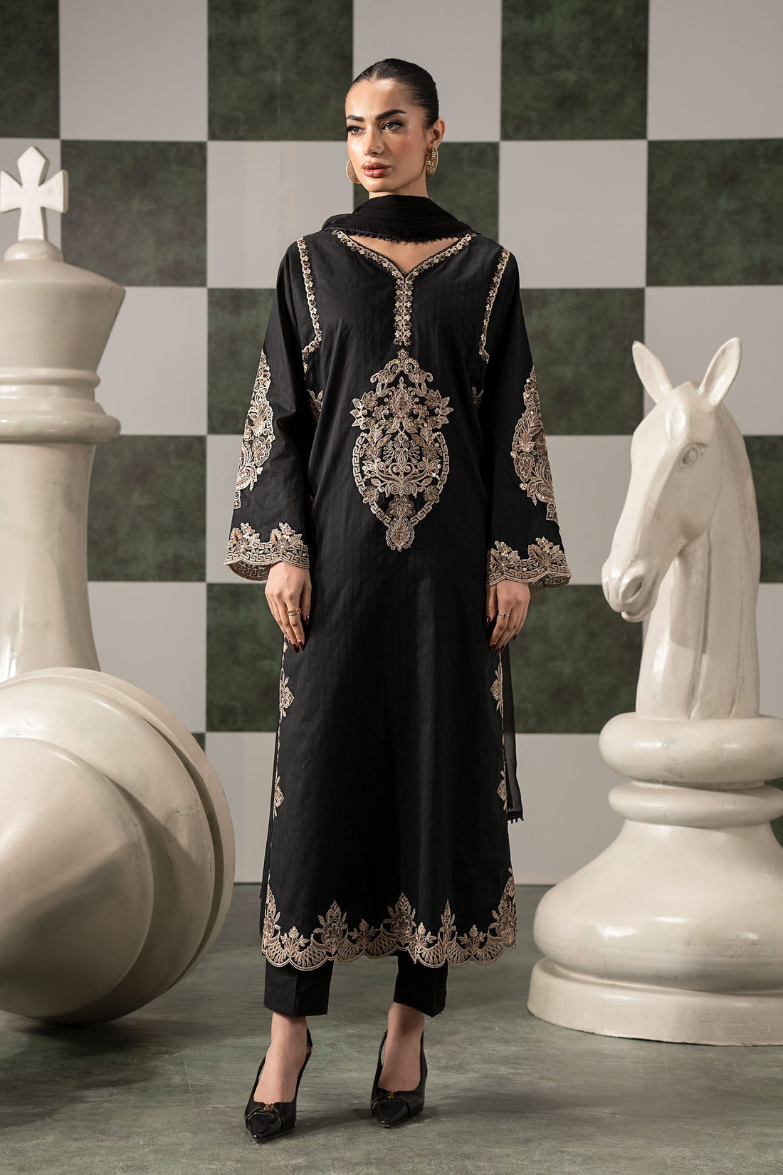 Maria B | Eid Collection 26 | 3 Piece Embroidered Dobby Lawn Suit - House Of Hania