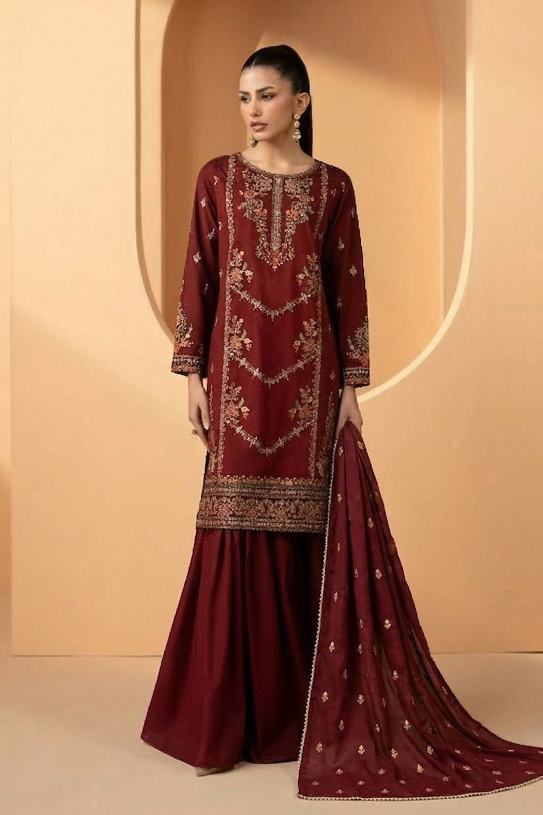 Maria B | Eid Collection 26 | 3 Piece Embroidered Double Warp Silk Suit - House Of Hania