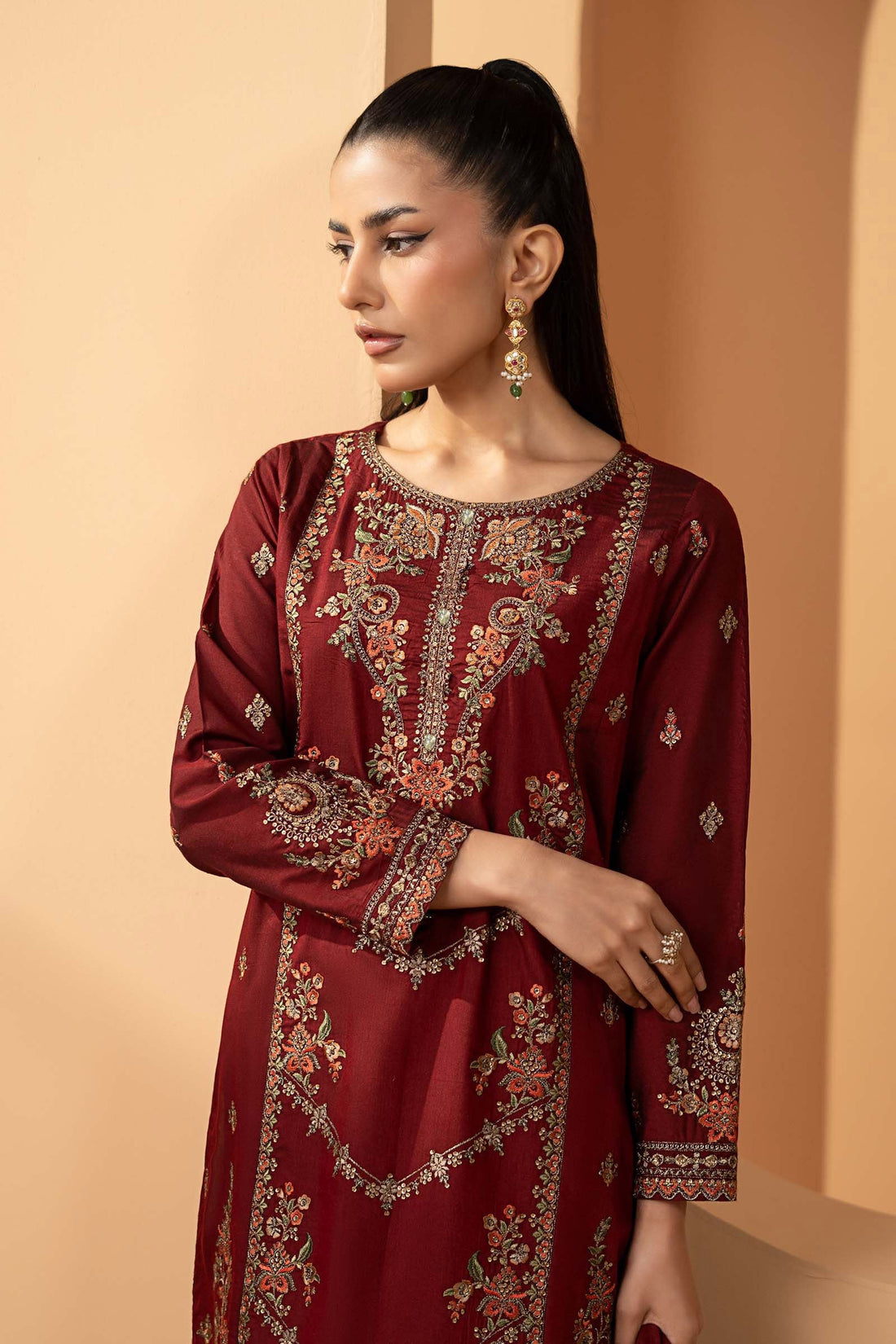 Maria B | Eid Collection 26 | 3 Piece Embroidered Double Warp Silk Suit - House Of Hania
