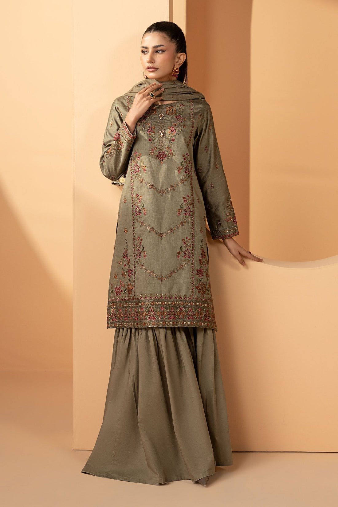 Maria B | Eid Collection 26 | 3 Piece Embroidered Double Warp Silk Suit - House Of Hania