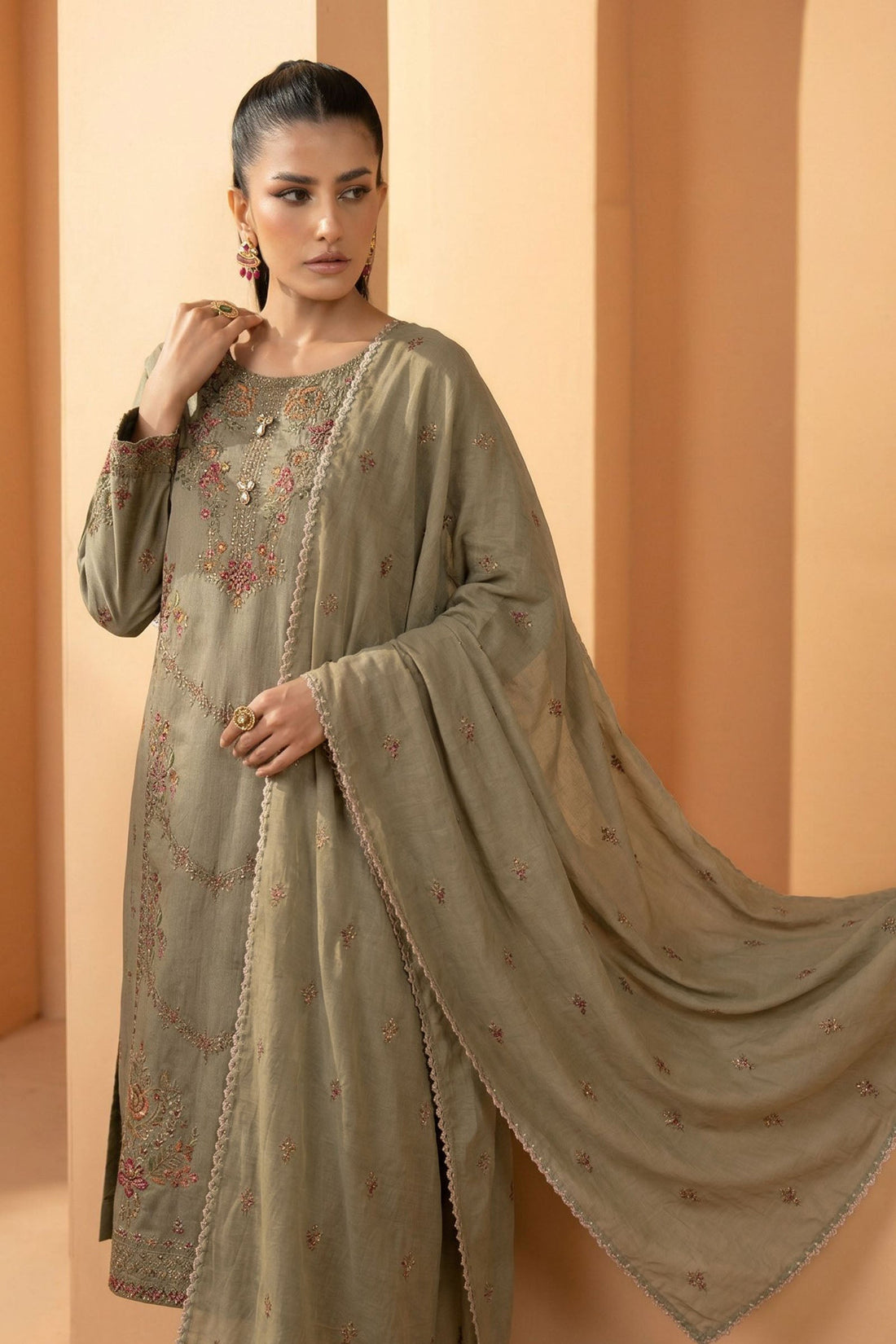 Maria B | Eid Collection 26 | 3 Piece Embroidered Double Warp Silk Suit - House Of Hania