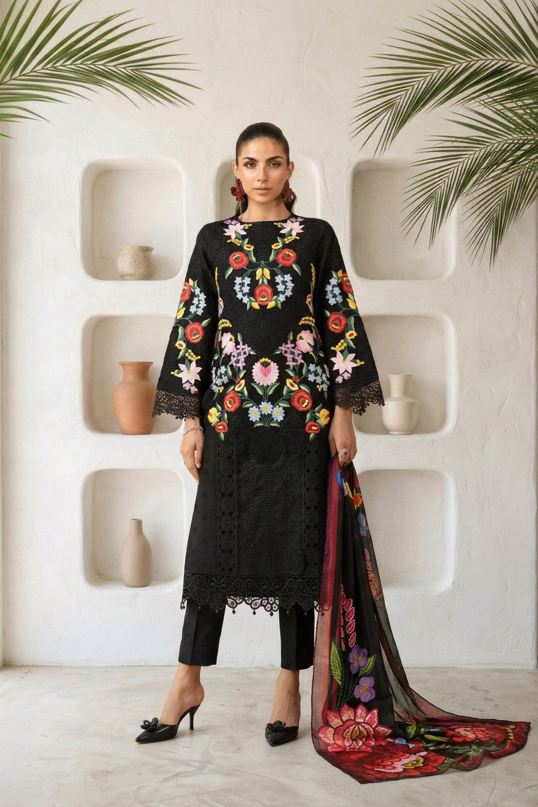 Maria B | Eid Collection 26 | 3 Piece Embroidered Jacquard Lawn Suit - House Of Hania