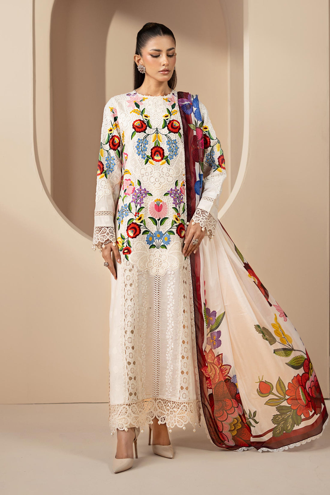 Maria B | Eid Collection 26 | 3 Piece Embroidered Jacquard Lawn Suit - House Of Hania