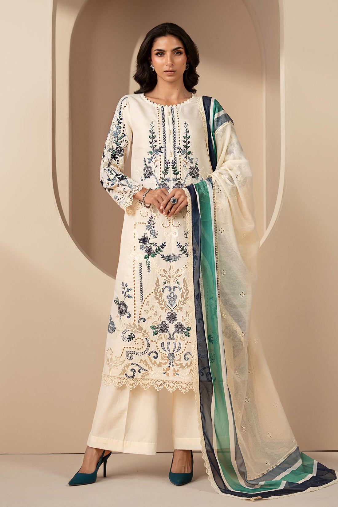 Maria B | Eid Collection 26 | 3 Piece Embroidered Jacquard Lawn Suit - House Of Hania