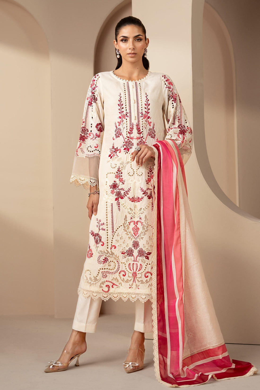 Maria B | Eid Collection 26 | 3 Piece Embroidered Jacquard Lawn Suit - House Of Hania