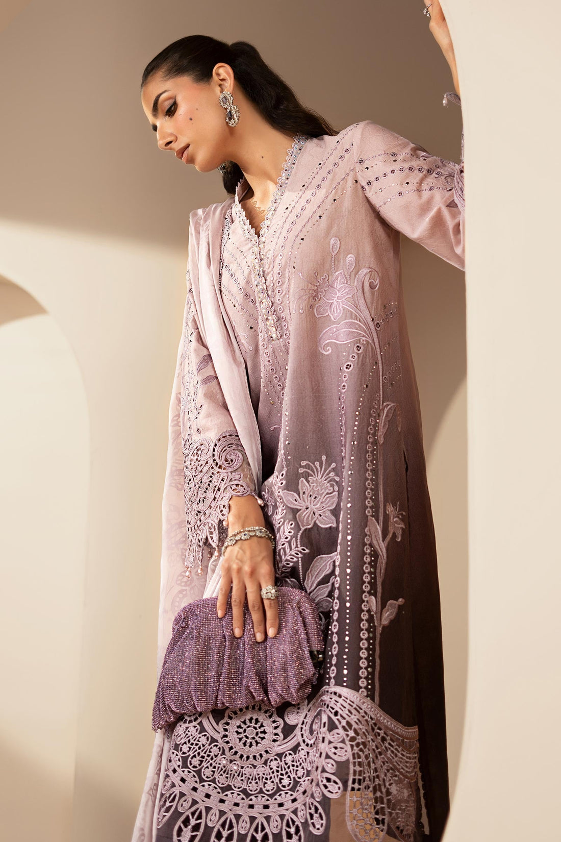 Maria B | Eid Collection 26 | 3 Piece Embroidered Jacquard Lawn Suit - House Of Hania