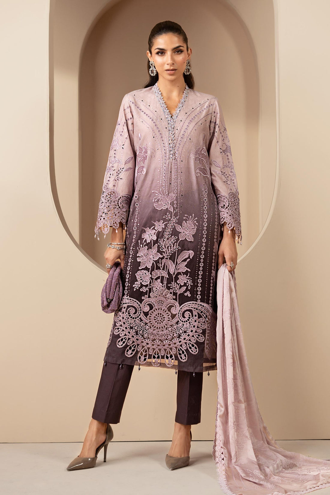 Maria B | Eid Collection 26 | 3 Piece Embroidered Jacquard Lawn Suit - House Of Hania