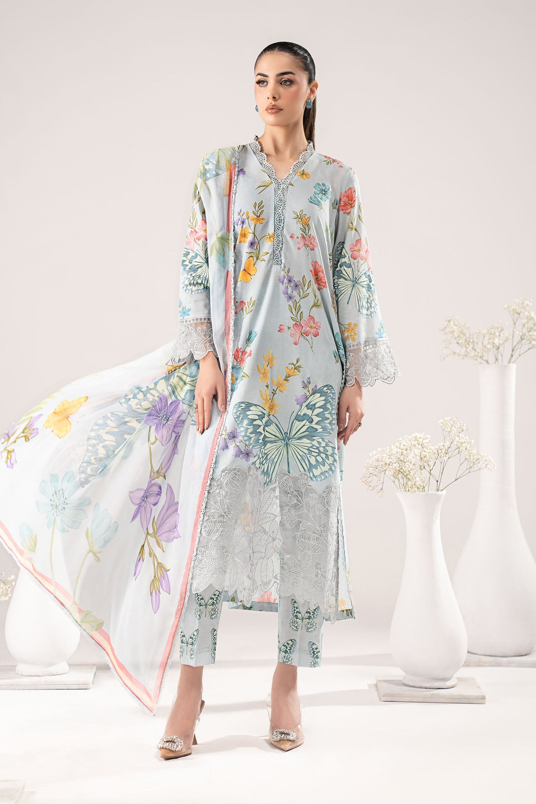 Maria B | Eid Collection 26 | 3 Piece Embroidered Lawn Suit - House Of Hania