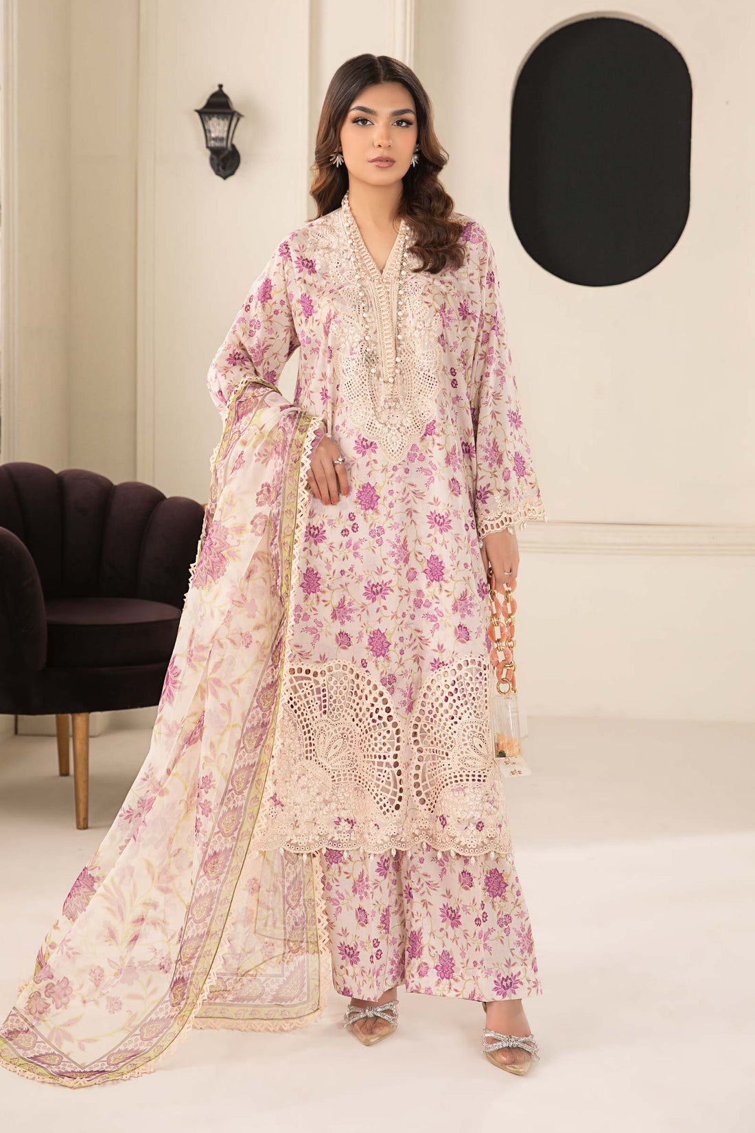 Maria B | Eid Collection 26 | 3 Piece Embroidered Lawn Suit - House Of Hania