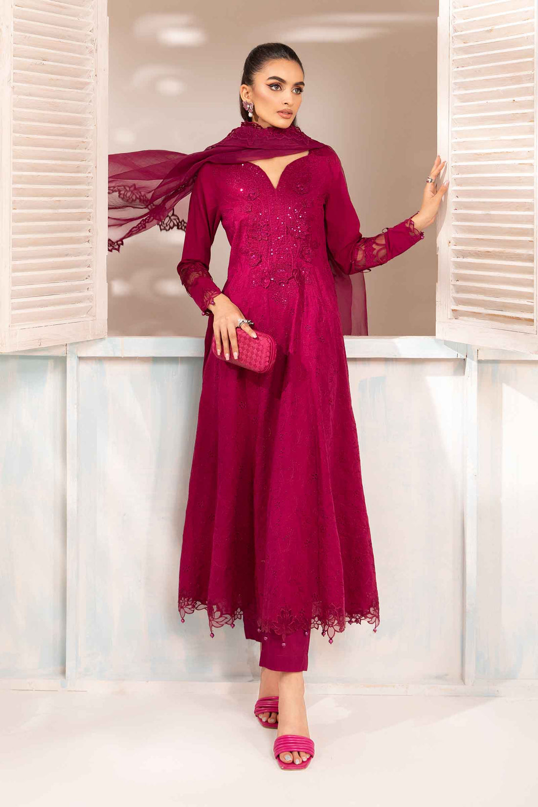 Maria B | Eid Collection 26 | 3 Piece Embroidered Lawn Suit - House Of Hania