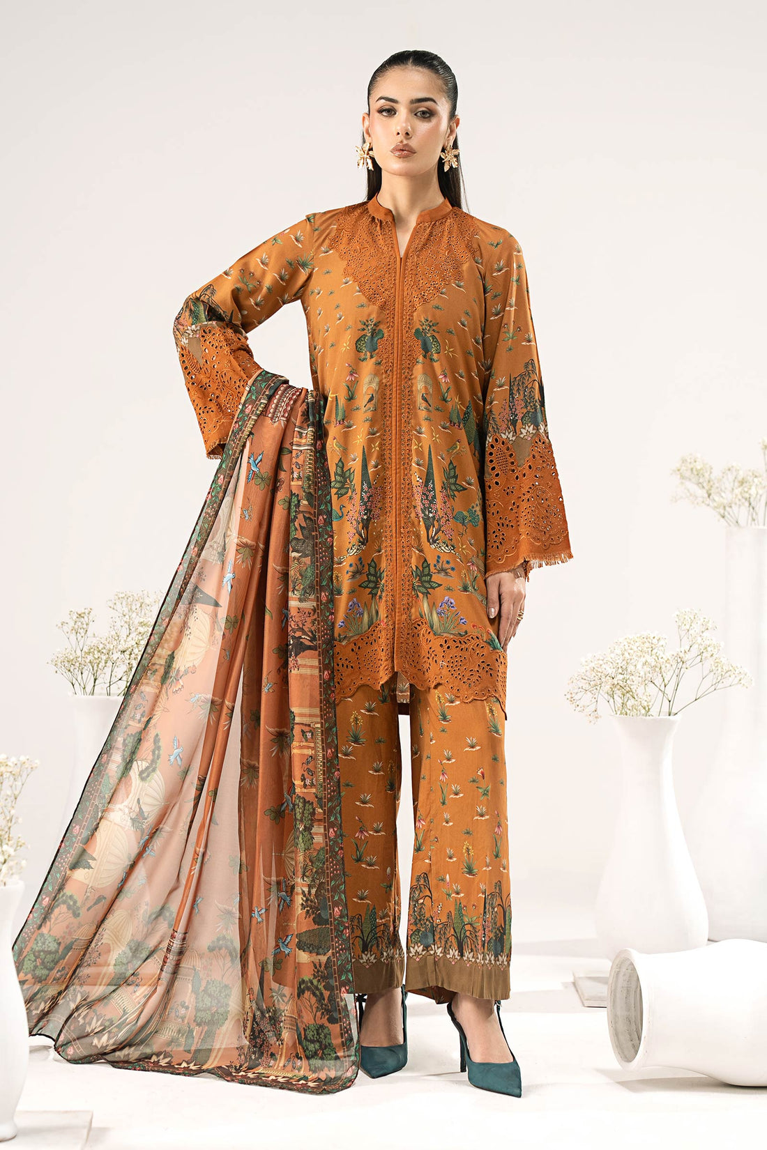 Maria B | Eid Collection 26 | 3 Piece Embroidered Linen Suit - House Of Hania