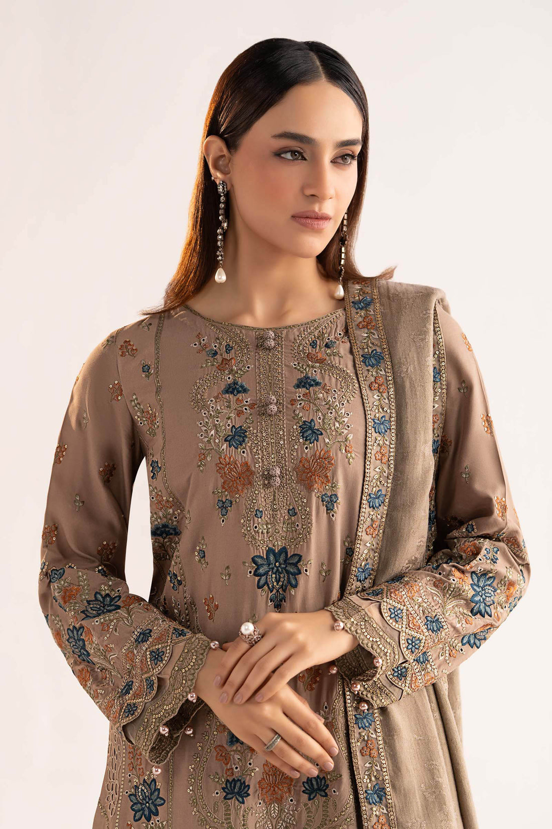 Maria B | Eid Collection 26 | 3 Piece Embroidered Linen Suit - House Of Hania