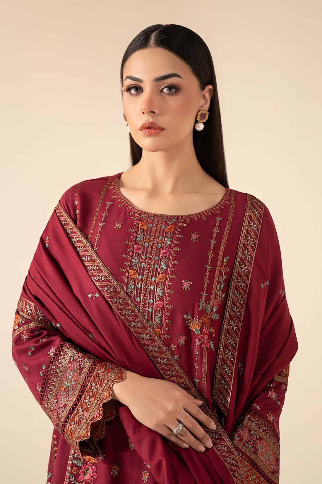 Maria B | Eid Collection 26 | 3 Piece Embroidered Linen Suit - House Of Hania