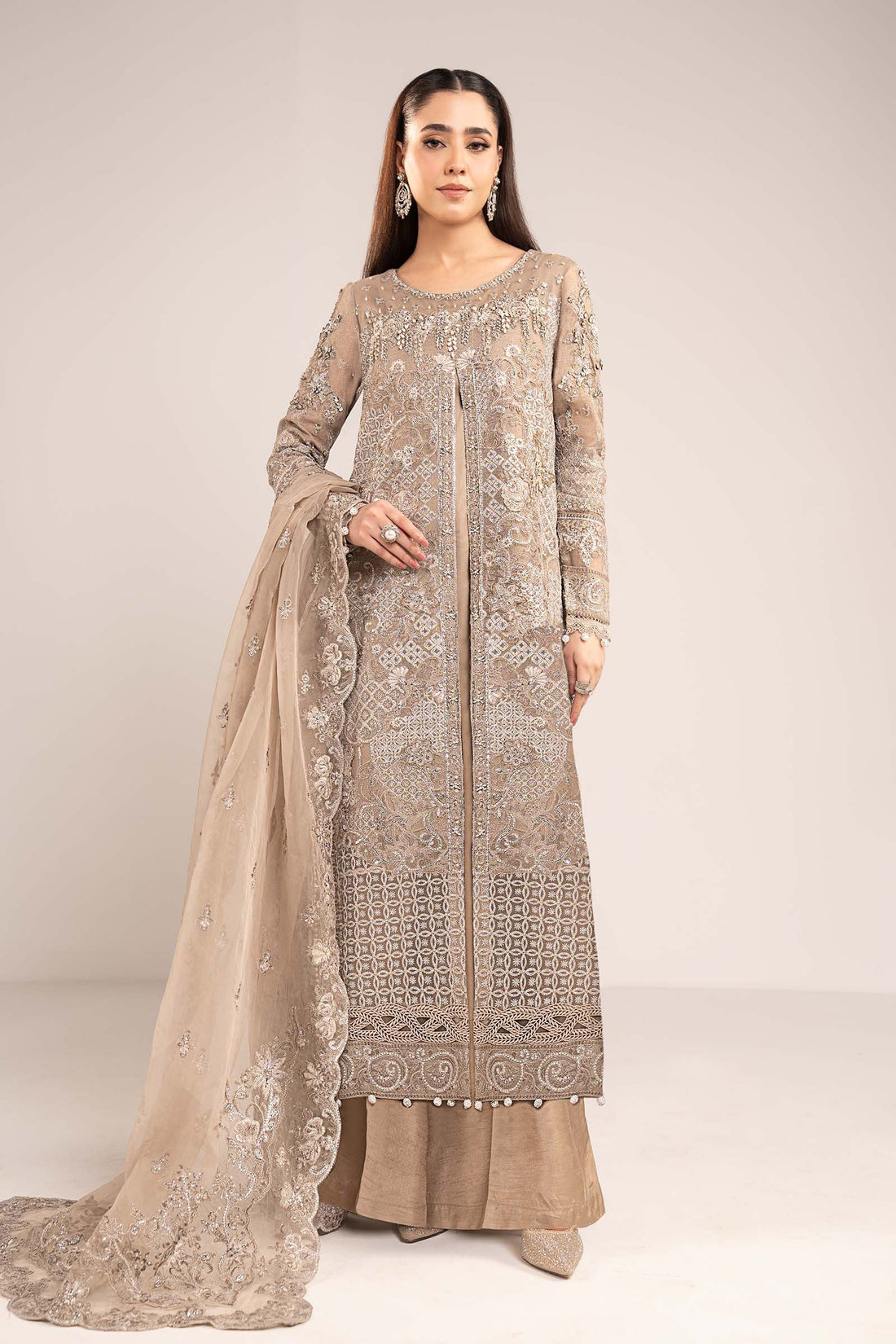 Maria B | Eid Collection 26 | 3 Piece Embroidered Net Suit - House Of Hania