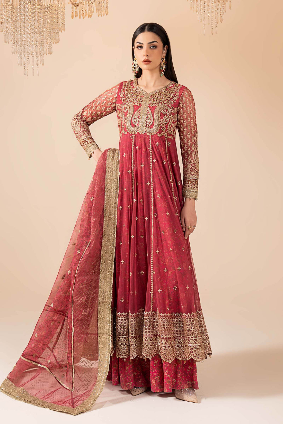 Maria B | Eid Collection 26 | 3 Piece Embroidered Net Suit - House Of Hania
