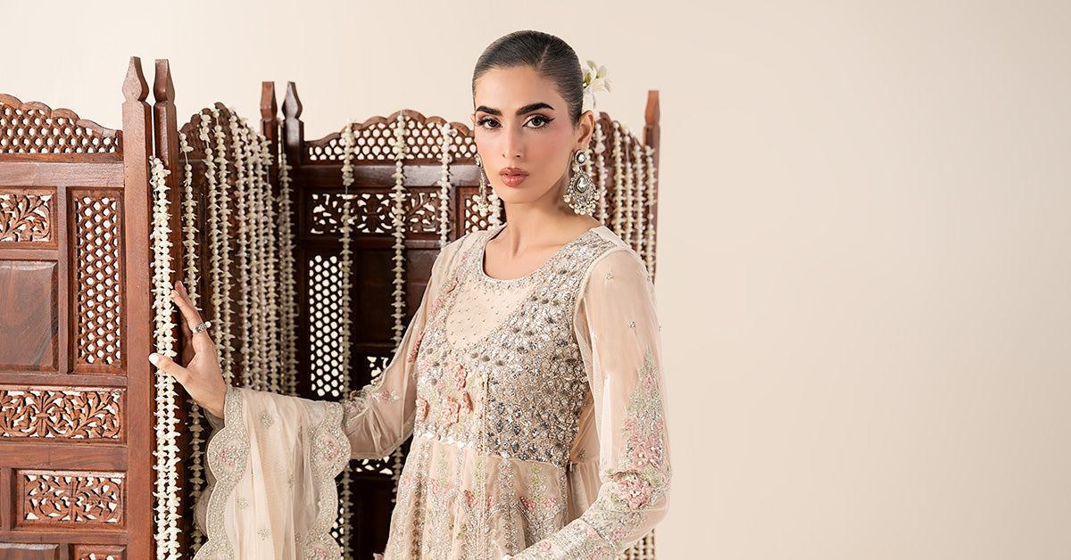 Maria B | Eid Collection 26 | 3 Piece Embroidered Net Suit - House Of Hania