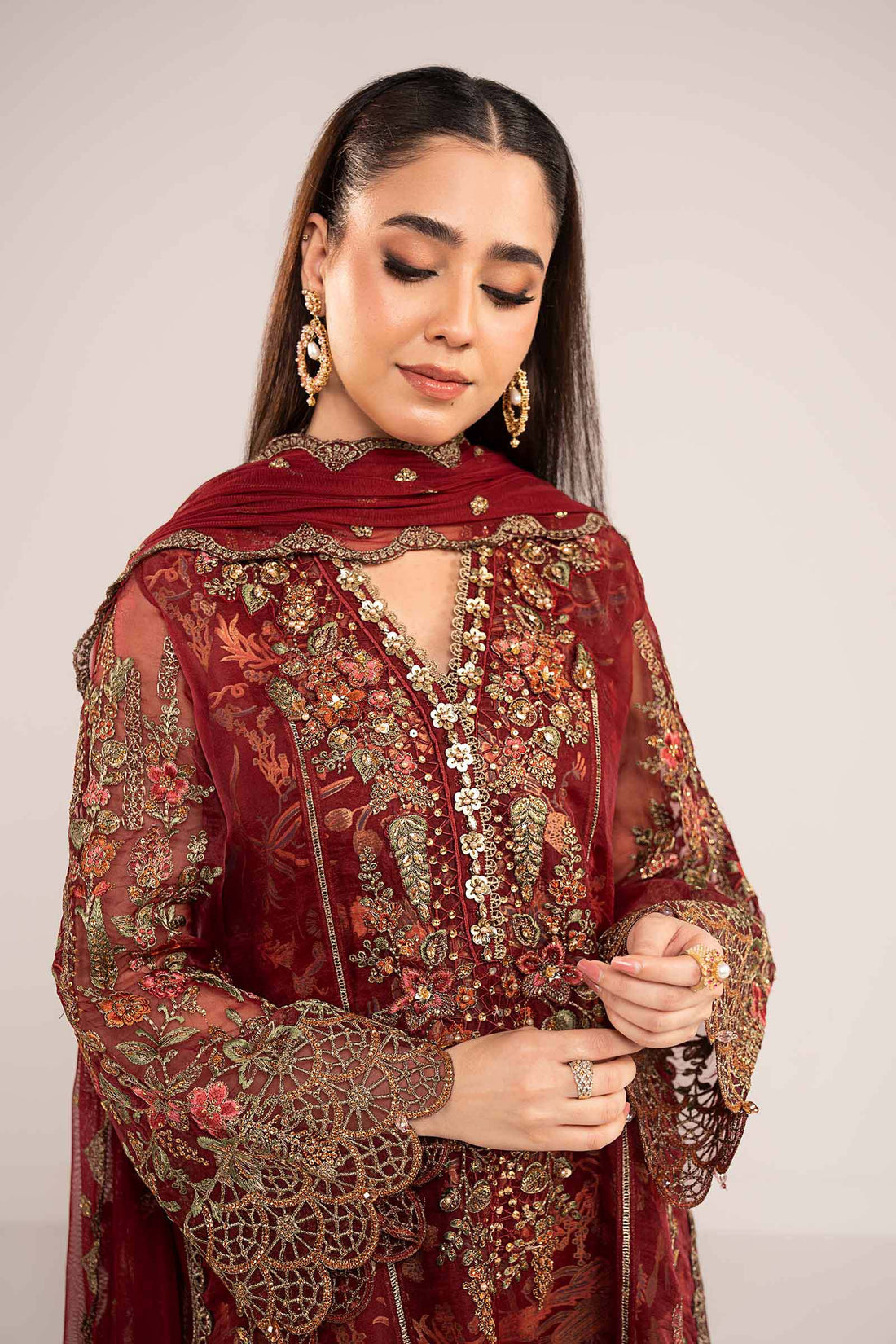 Maria B | Eid Collection 26 | 3 Piece Embroidered Organza Suit - House Of Hania