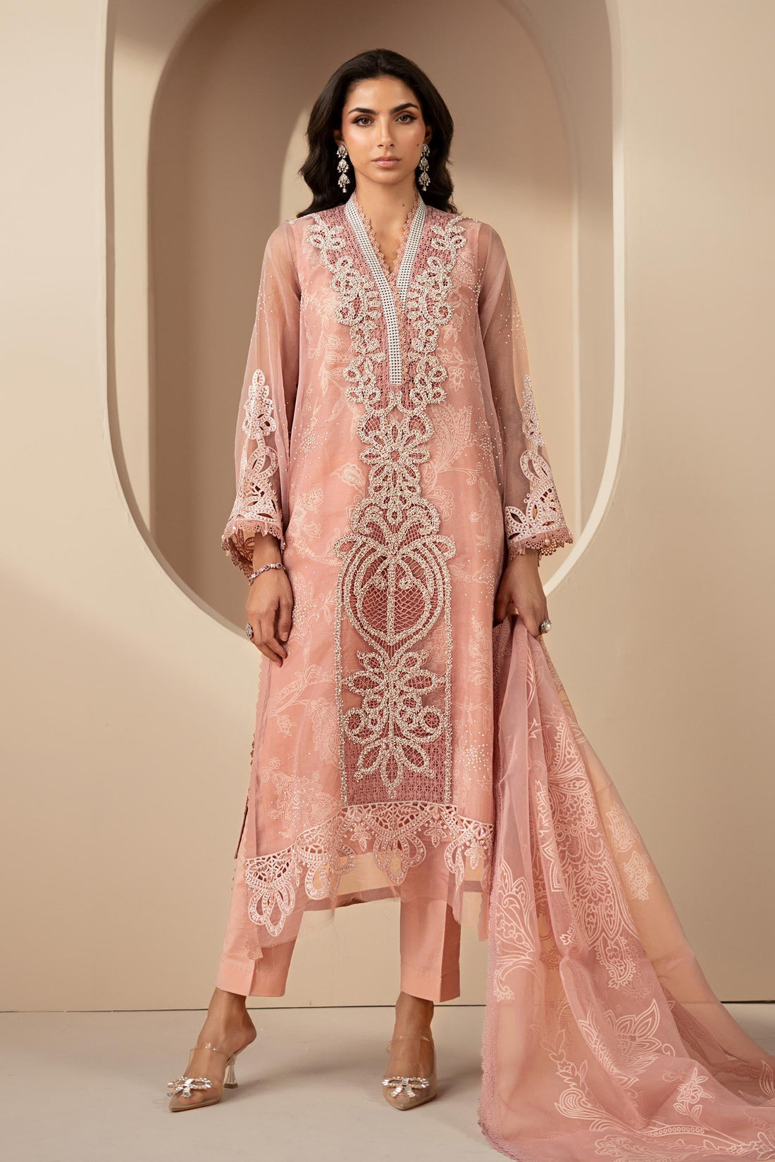 Maria B | Eid Collection 26 | 3 Piece Embroidered Organza Suit - House Of Hania