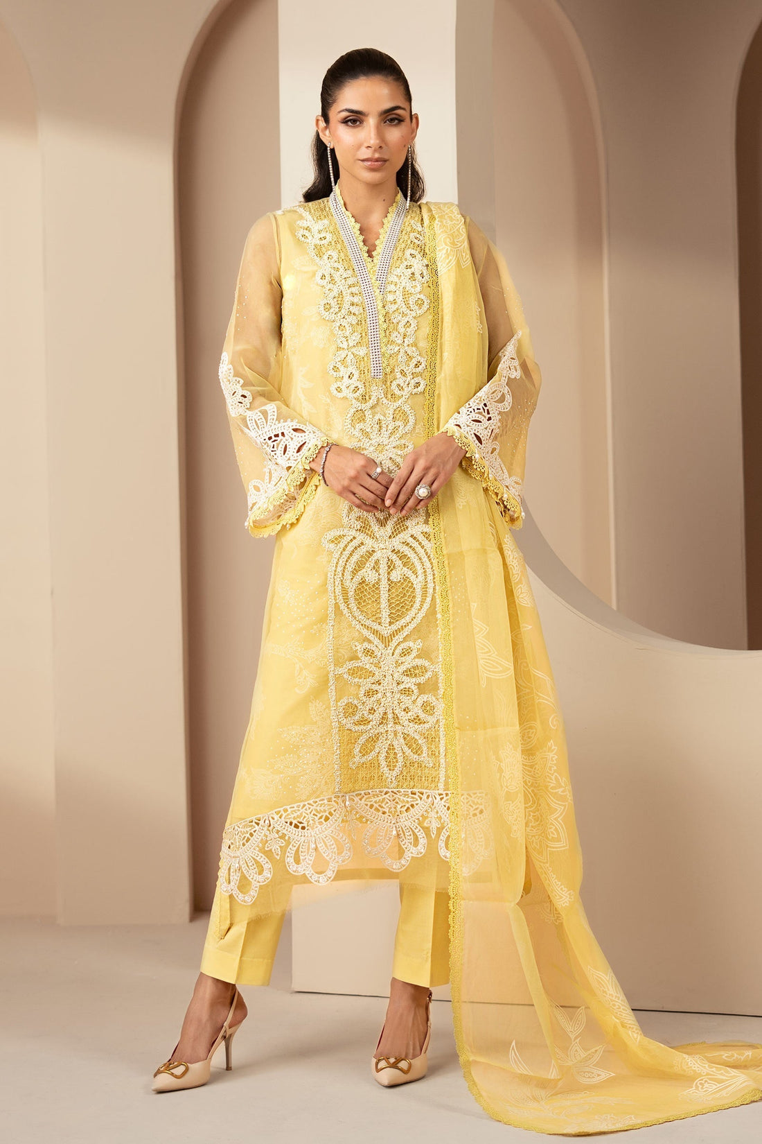 Maria B | Eid Collection 26 | 3 Piece Embroidered Organza Suit - House Of Hania