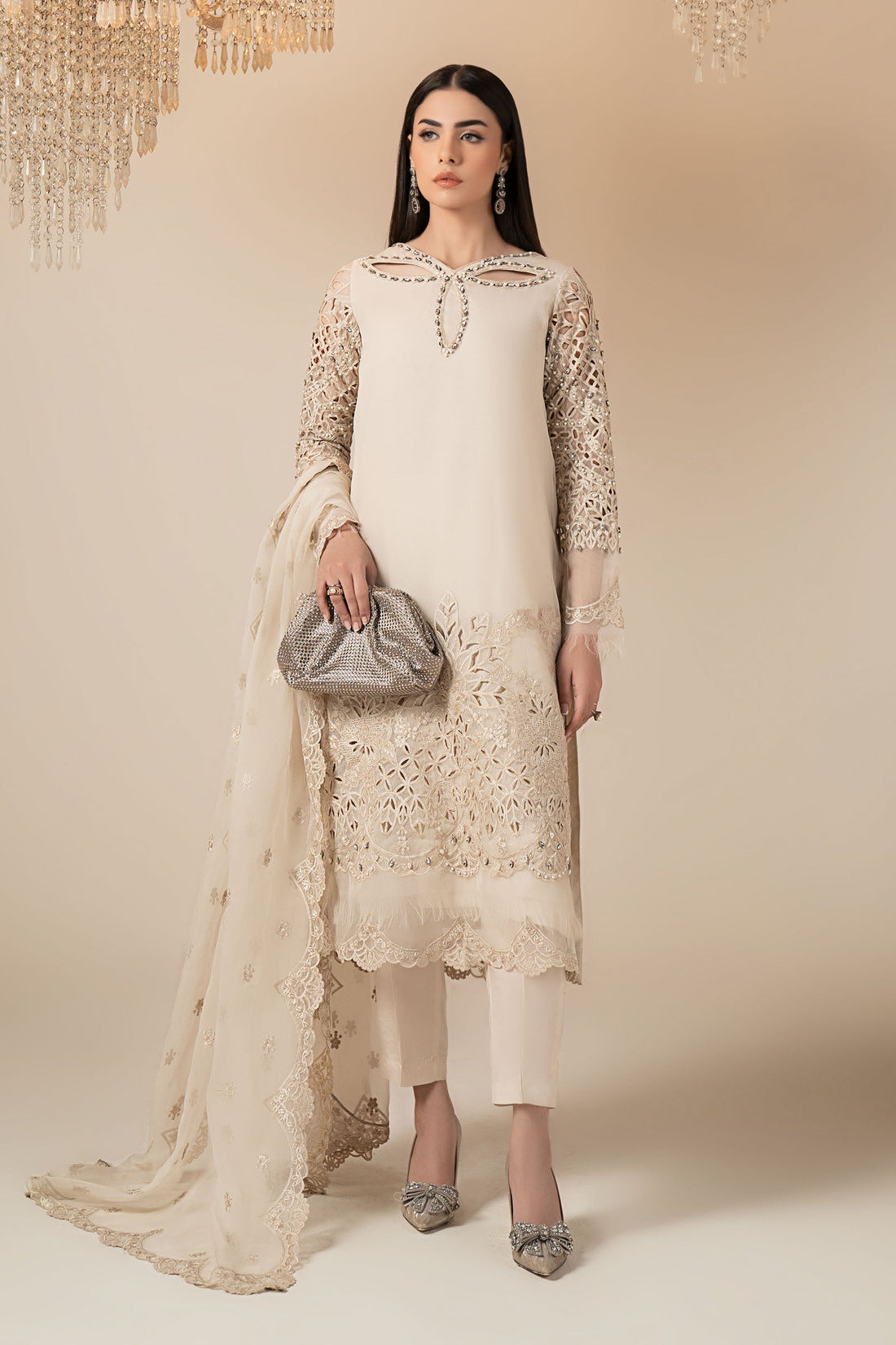 Maria B | Eid Collection 26 | 3 Piece Embroidered Organza Suit - House Of Hania